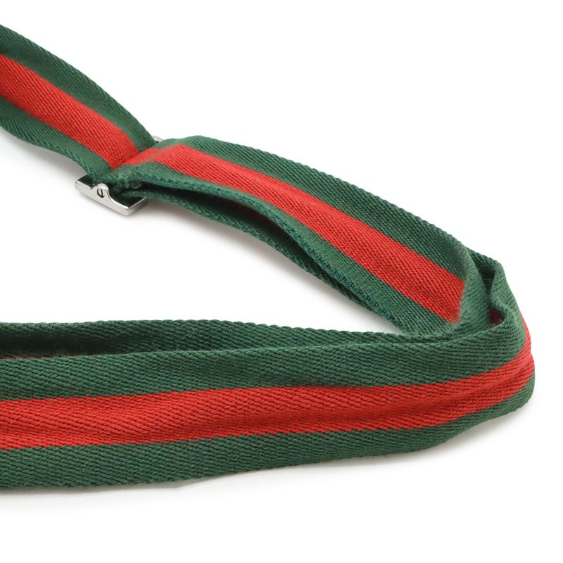 GUCCI GG Canvas Sherry Line Webline Shoulder Bag Crossbody Leather Black Green