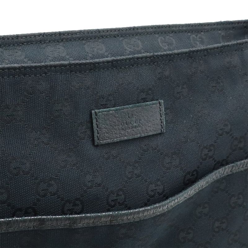 GUCCI GG Canvas Sherry Line Webline Shoulder Bag Crossbody Leather Black Green