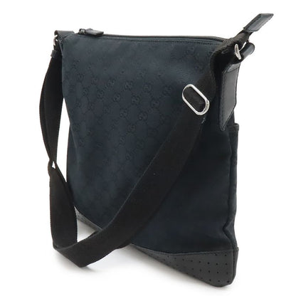 GUCCI GG Canvas Shoulder Bag Messenger Bag Crossbody Punching Leather Black