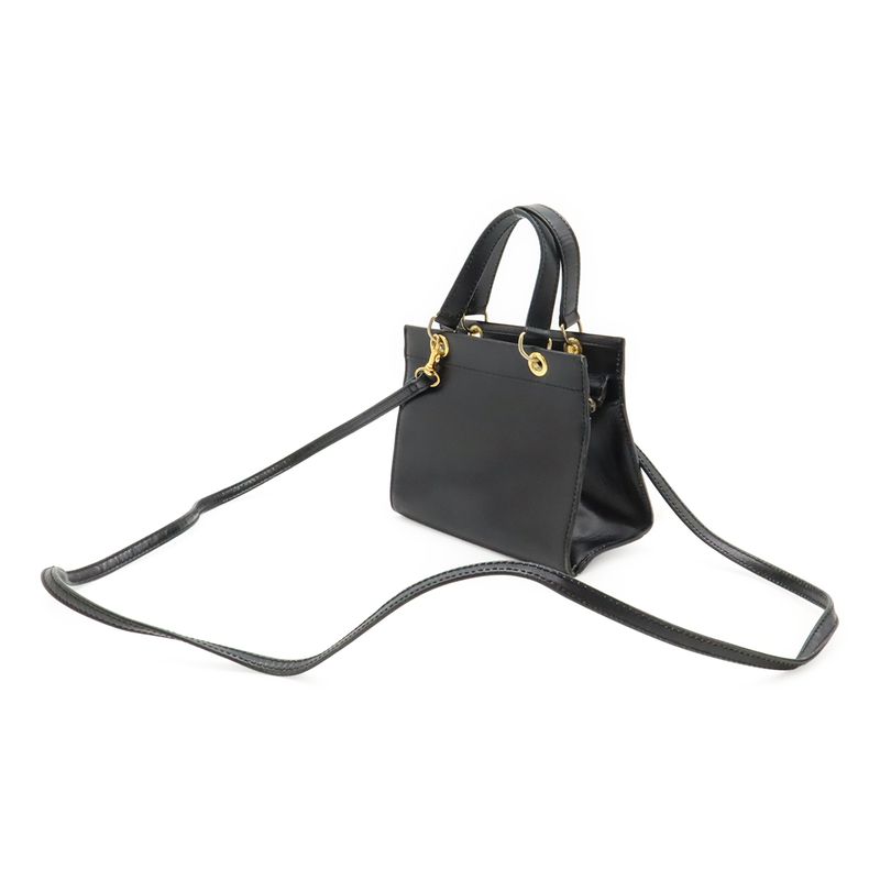 CELINE Handbag Mini Bag 2WAY Shoulder Bag Crossbody Leather Black Gold Hardware