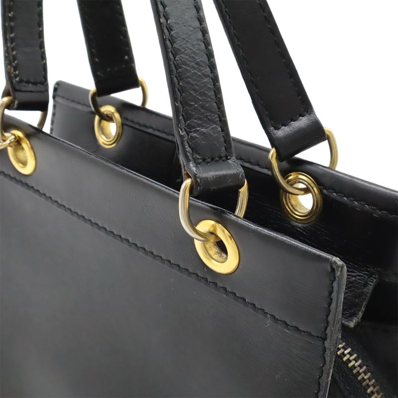 CELINE Handbag Mini Bag 2WAY Shoulder Bag Crossbody Leather Black Gold Hardware