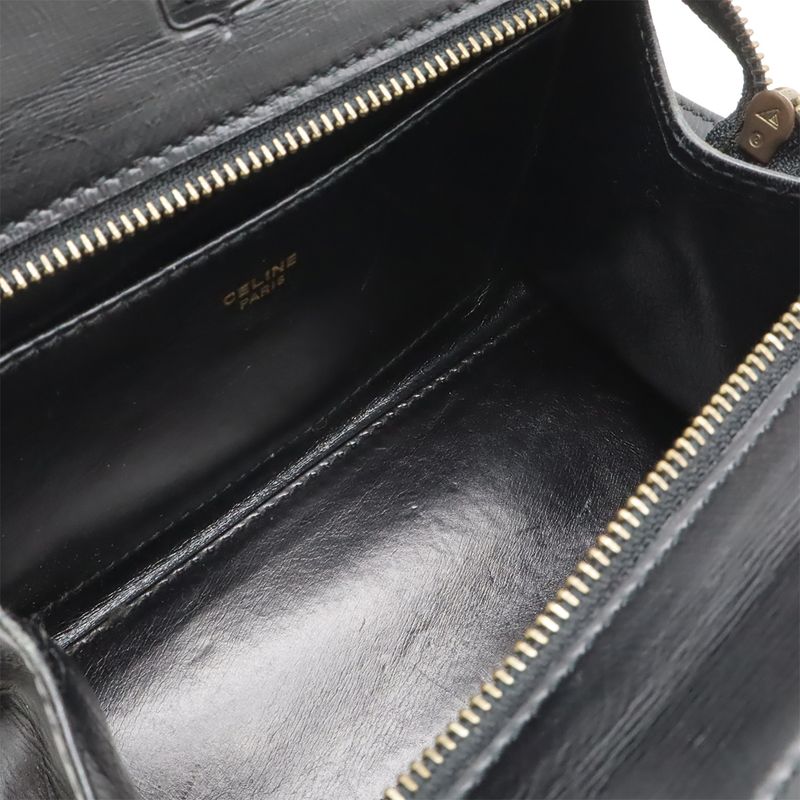 CELINE Handbag Mini Bag 2WAY Shoulder Bag Crossbody Leather Black Gold Hardware