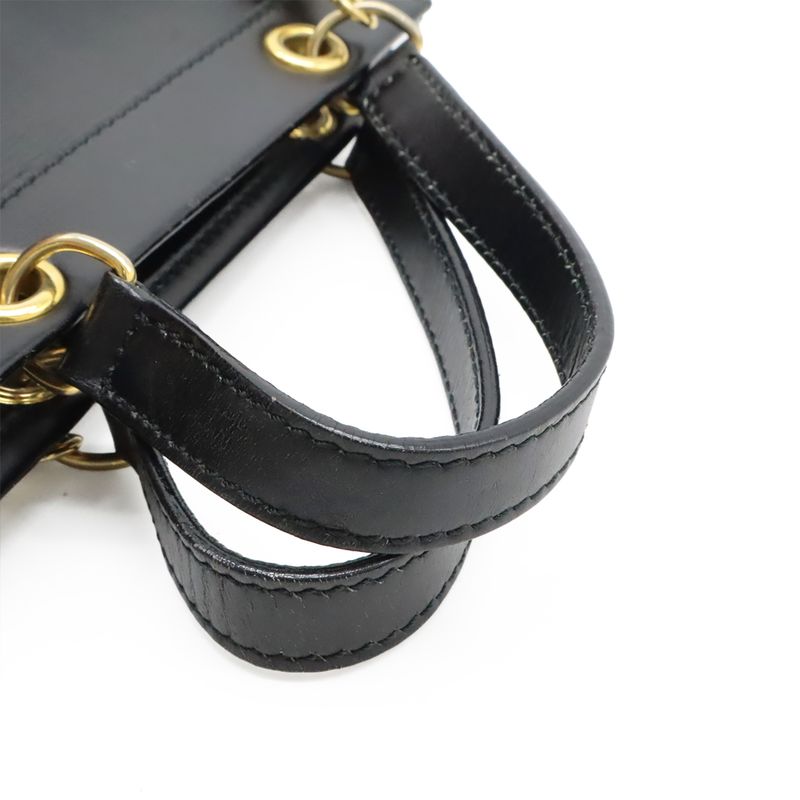CELINE Handbag Mini Bag 2WAY Shoulder Bag Crossbody Leather Black Gold Hardware