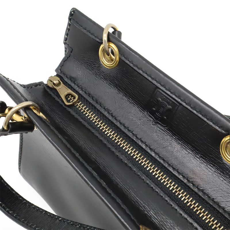 CELINE Handbag Mini Bag 2WAY Shoulder Bag Crossbody Leather Black Gold Hardware