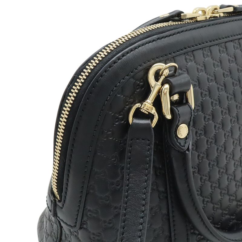 GUCCI Micro Guccissima Handbag Mini Bag 2WAY Shoulder Bag Leather Black Gold