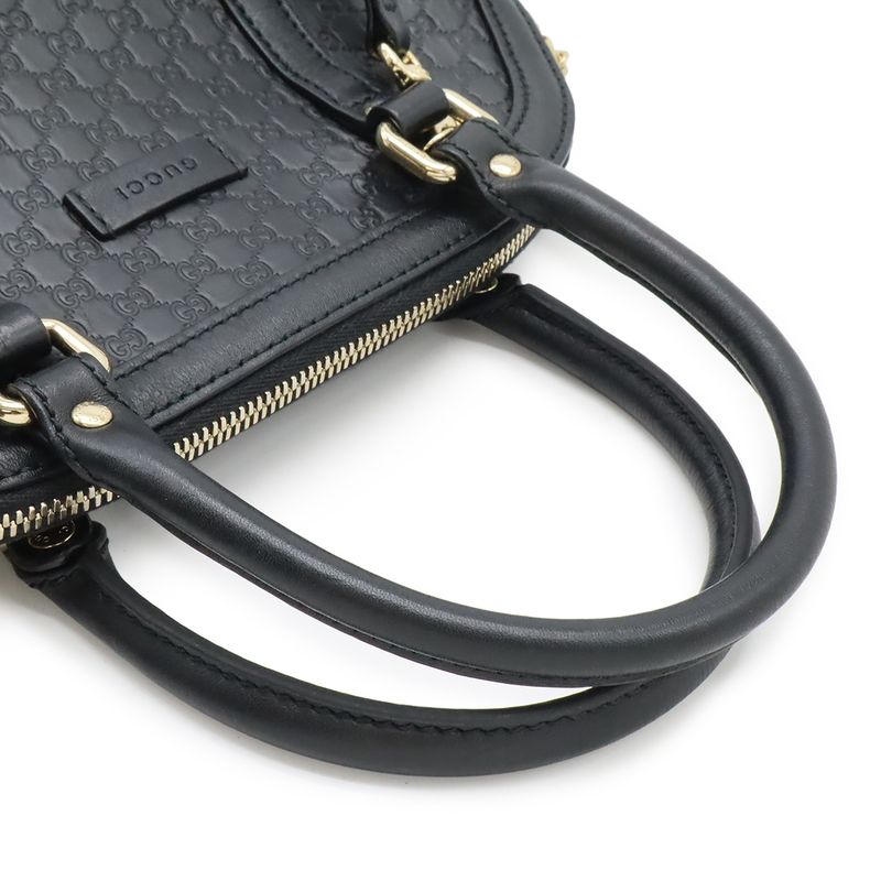 GUCCI Micro Guccissima Handbag Mini Bag 2WAY Shoulder Bag Leather Black Gold