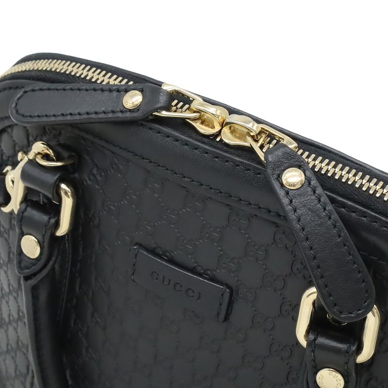 GUCCI Micro Guccissima Handbag Mini Bag 2WAY Shoulder Bag Leather Black Gold