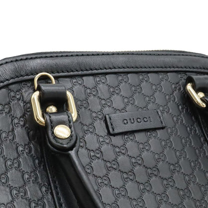 GUCCI Micro Guccissima Handbag Mini Bag 2WAY Shoulder Bag Leather Black Gold