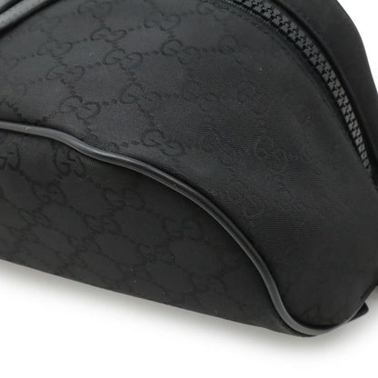 GUCCI GG Nylon Body Bag Waist Bag Hip Bag Shoulder Bag Leather Black Outlet