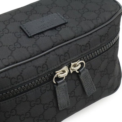 GUCCI GG Nylon Body Bag Waist Bag Hip Bag Shoulder Bag Leather Black Outlet
