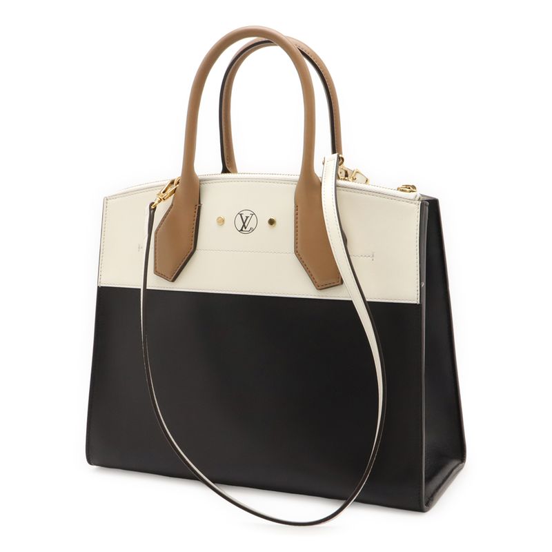 Louis Vuitton City Steamer-mm Handbag 2WAY Shoulder- Bicolor- Leather White