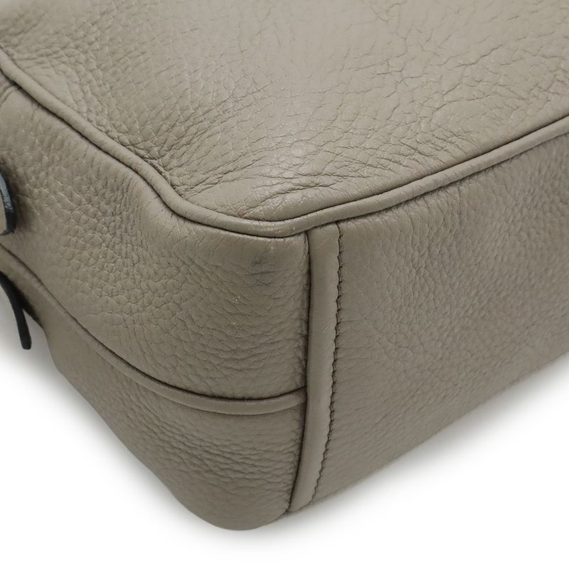 PRADA Shoulder Bag 2WAY Pochette Crossbody Striped Shoulder Leather Argilla