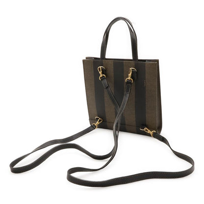 FENDI Pekan Handbag 3WAY Shoulder Tote Backpack Rucksack PVC Leather Khaki