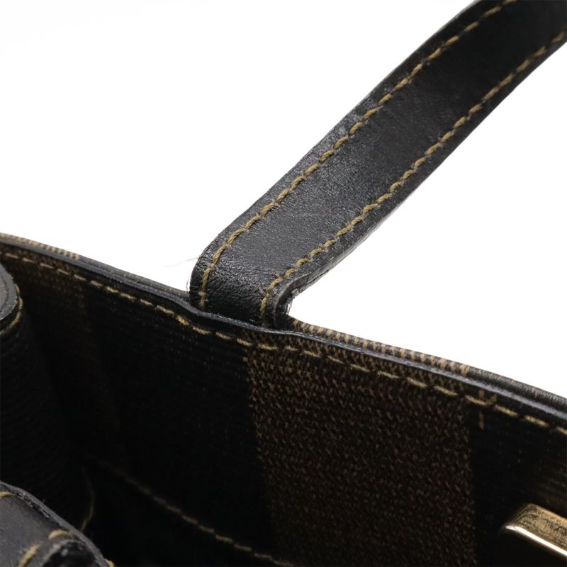 FENDI Pekan Handbag 3WAY Shoulder Tote Backpack Rucksack PVC Leather Khaki