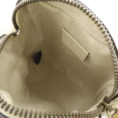 GUCCI Print Logo Shoulder Bag Pochette Crossbody Leather Ivory Gold Hardware