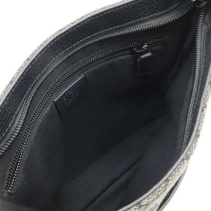 GUCCI GG Canvas Shoulder Bag Crossbody Leather Dark Gray Black Outlet