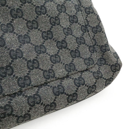 GUCCI GG Canvas Shoulder Bag Crossbody Leather Dark Gray Black Outlet