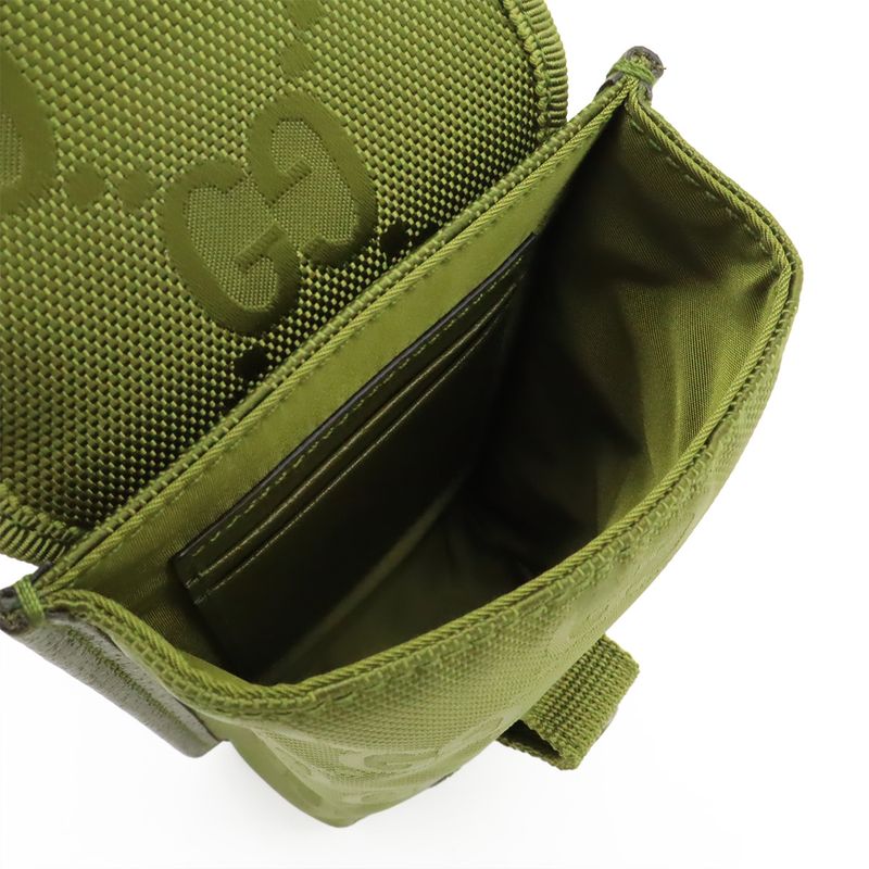 GUCCI Off The Grid Shoulder Bag Smartphone Shoulder Nylon Canvas Leather Khaki