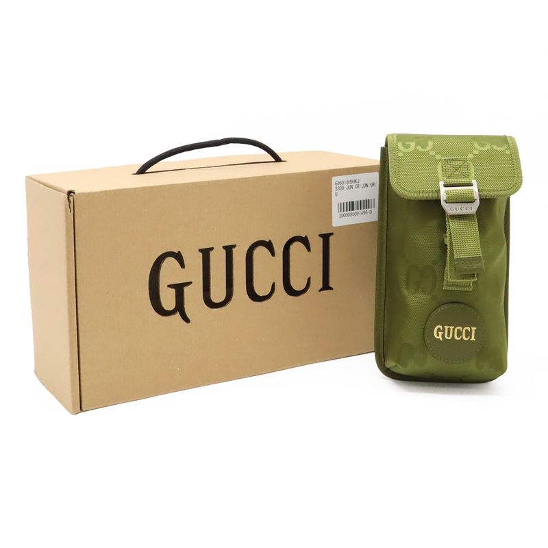 GUCCI Off The Grid Shoulder Bag Smartphone Shoulder Nylon Canvas Leather Khaki