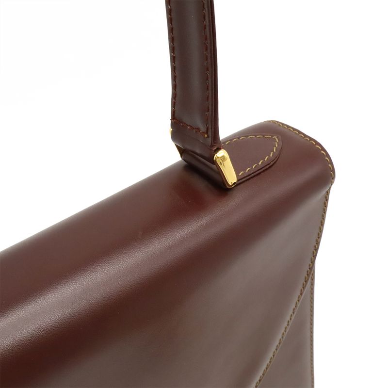 Cartier Must Handbag One Handle Cuff Leather Bold Gold Hardware