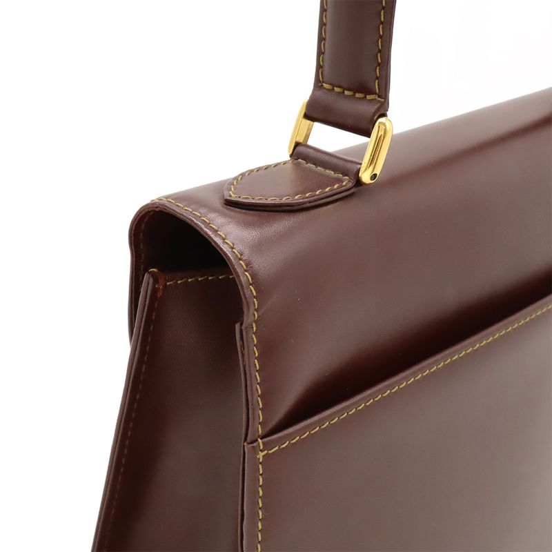 Cartier Must Handbag One Handle Cuff Leather Bold Gold Hardware