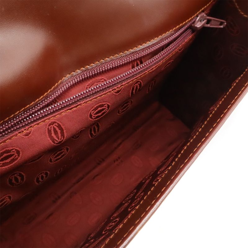 Cartier Must Handbag One Handle Cuff Leather Bold Gold Hardware
