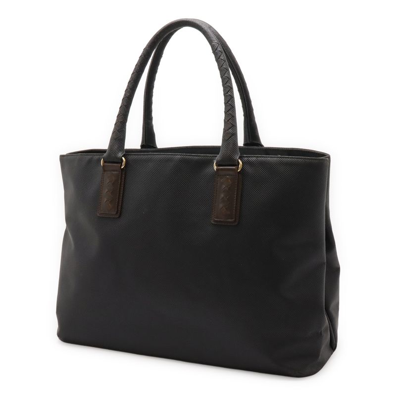 BOTTEGA VENETA Marco Polo Tote Bag PVC Leather Dark Brown Black 222499