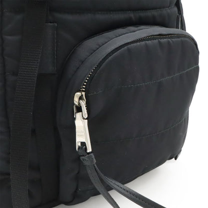 PRADA Triangle Logo Backpack Rucksack Sac Quilted Nylon Leather NERO Black