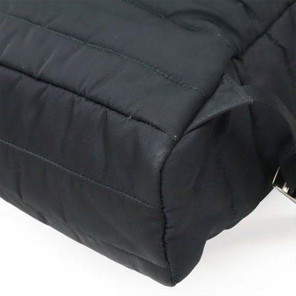 PRADA Triangle Logo Backpack Rucksack Sac Quilted Nylon Leather NERO Black
