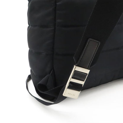 PRADA Triangle Logo Backpack Rucksack Sac Quilted Nylon Leather NERO Black