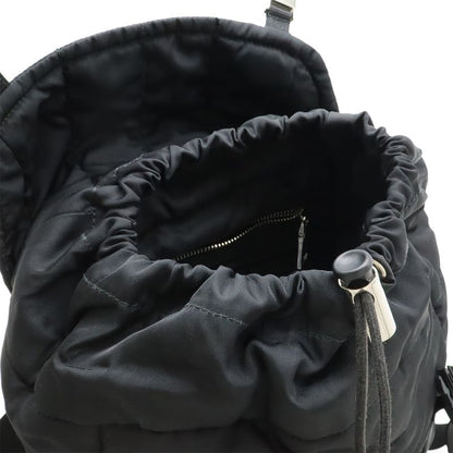 PRADA Triangle Logo Backpack Rucksack Sac Quilted Nylon Leather NERO Black