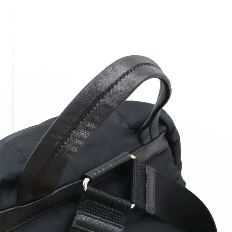 PRADA Triangle Logo Backpack Rucksack Sac Quilted Nylon Leather NERO Black