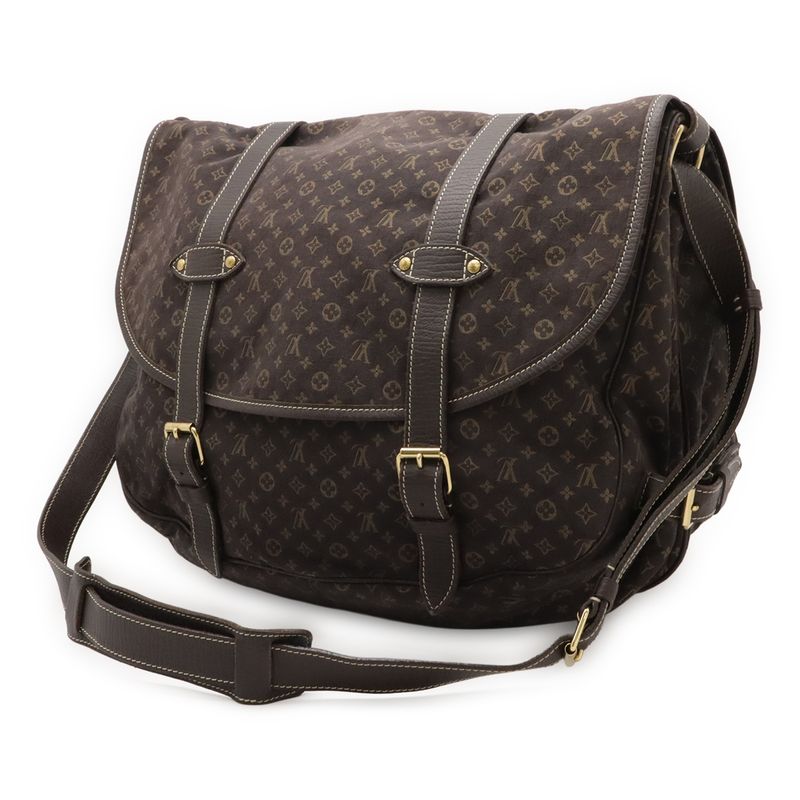 Louis Vuitton Monogram Mini Lin Saumur XL Shoulder Bag Crossbody Canvas Leather
