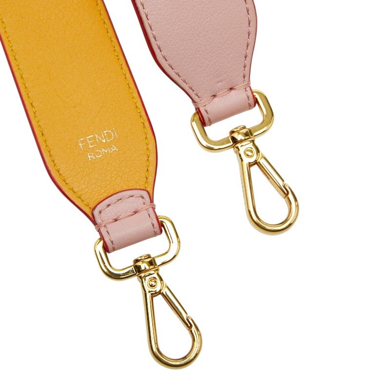 FENDI Strap Yue - Long Logo Pink Yellow - Leather Women's FENDI