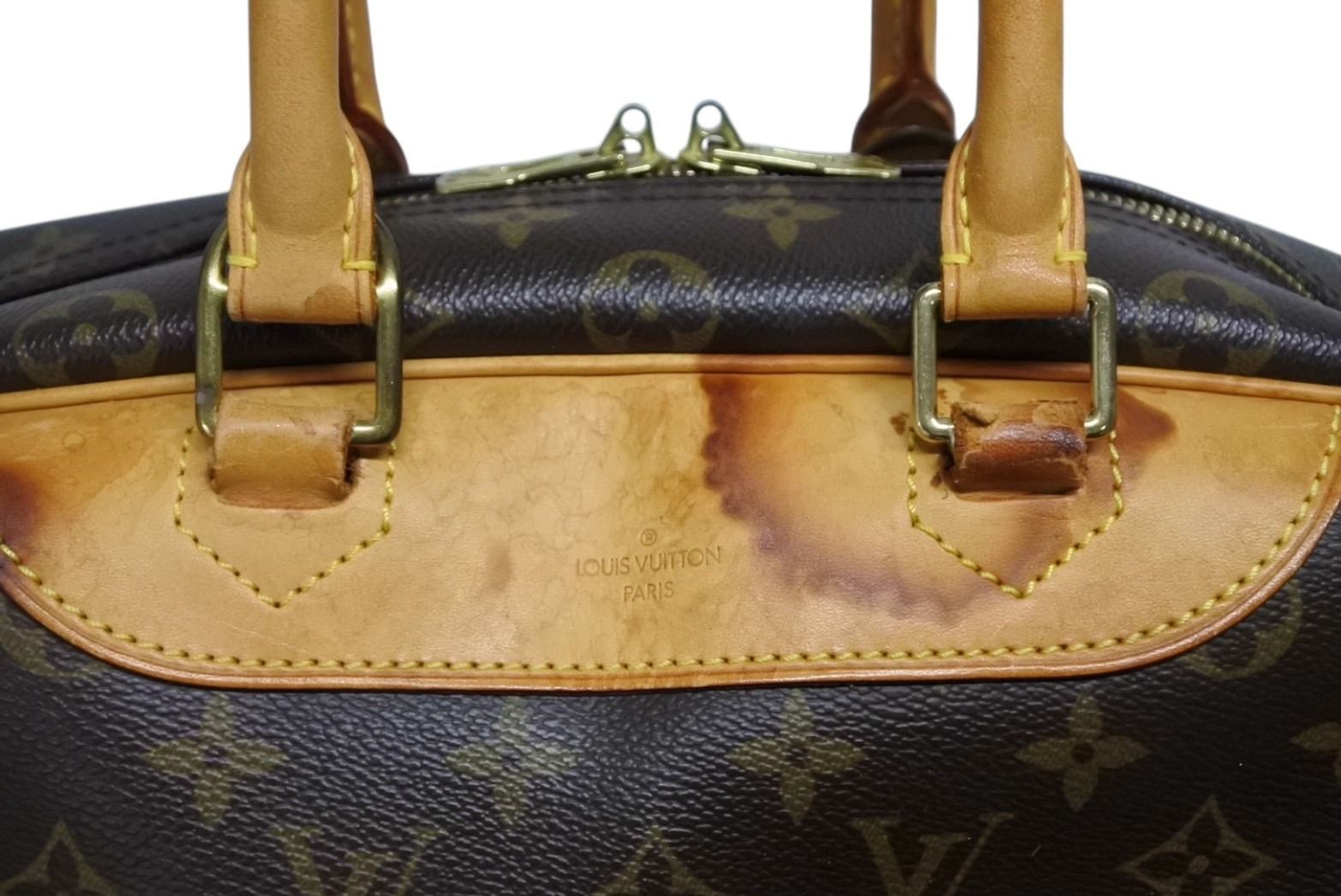 Louis Vuitton Monogram Deauville Handbag Brown Logo Bag — view 5