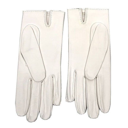 HERMES Leather Gloves 7 1 2 Lambskin White Ladies New Unused Aq12514