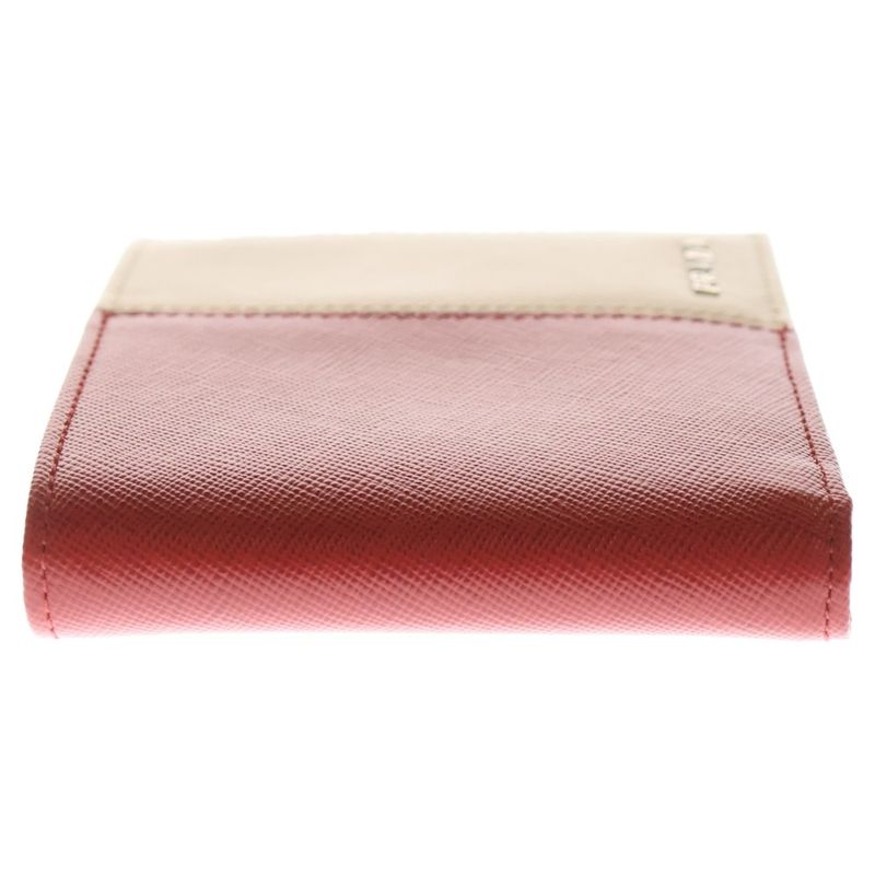 PRADA Saffiano Bifold Wallet Red X White 2m0738