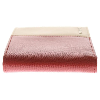 PRADA Saffiano Bifold Wallet Red X White 2m0738