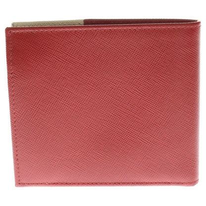 PRADA Saffiano Bifold Wallet Red X White 2m0738