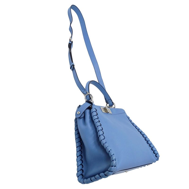 FENDI Bag Women's Brand Handbag Shoulder Bag 2way Leather Pea Cub Regular Blue