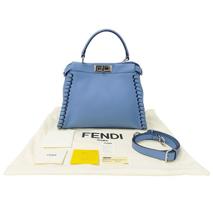 FENDI Bag Women's Brand Handbag Shoulder Bag 2way Leather Pea Cub Regular Blue
