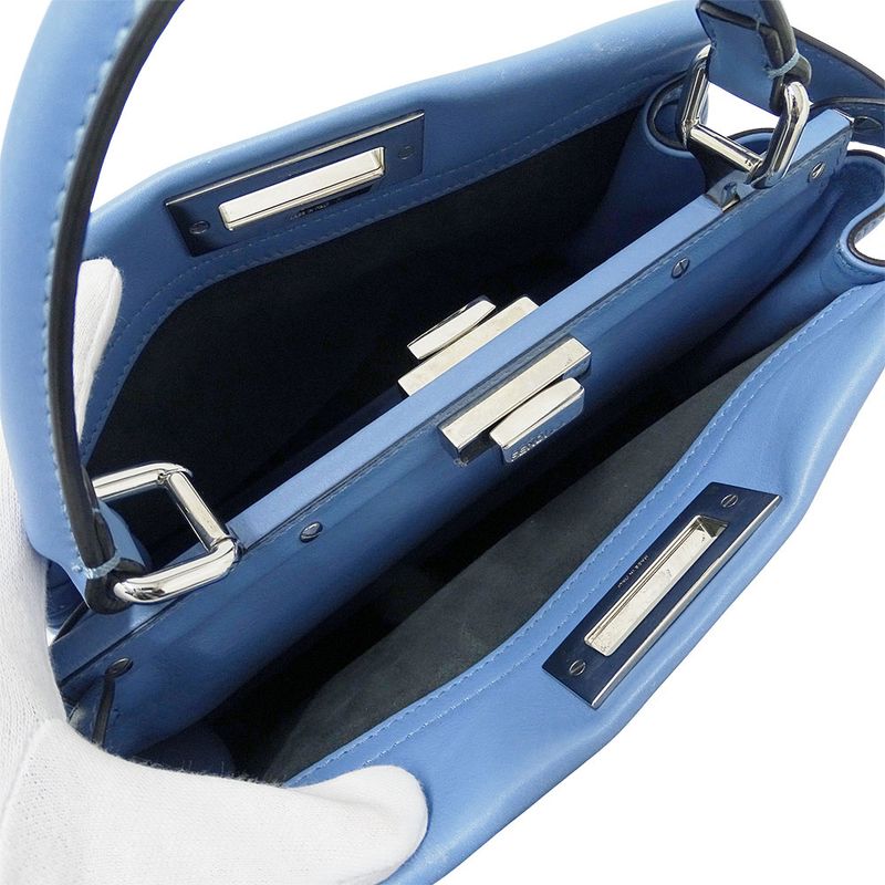 FENDI Bag Women's Brand Handbag Shoulder Bag 2way Leather Pea Cub Regular Blue