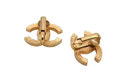 Chanel CC Logo Earrings Metal Rhinestone Gold Clear — view 4