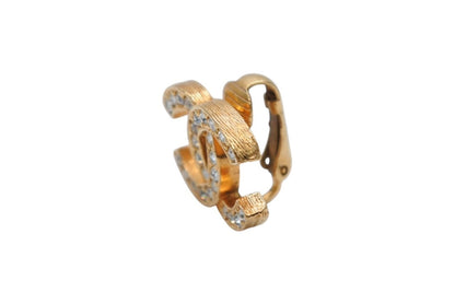 Chanel CC Logo Earrings Metal Rhinestone Gold Clear — view 3