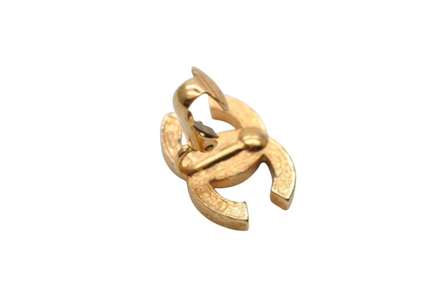 Chanel CC Logo Earrings Metal Rhinestone Gold Clear — view 5