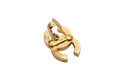Chanel CC Logo Earrings Metal Rhinestone Gold Clear — view 5
