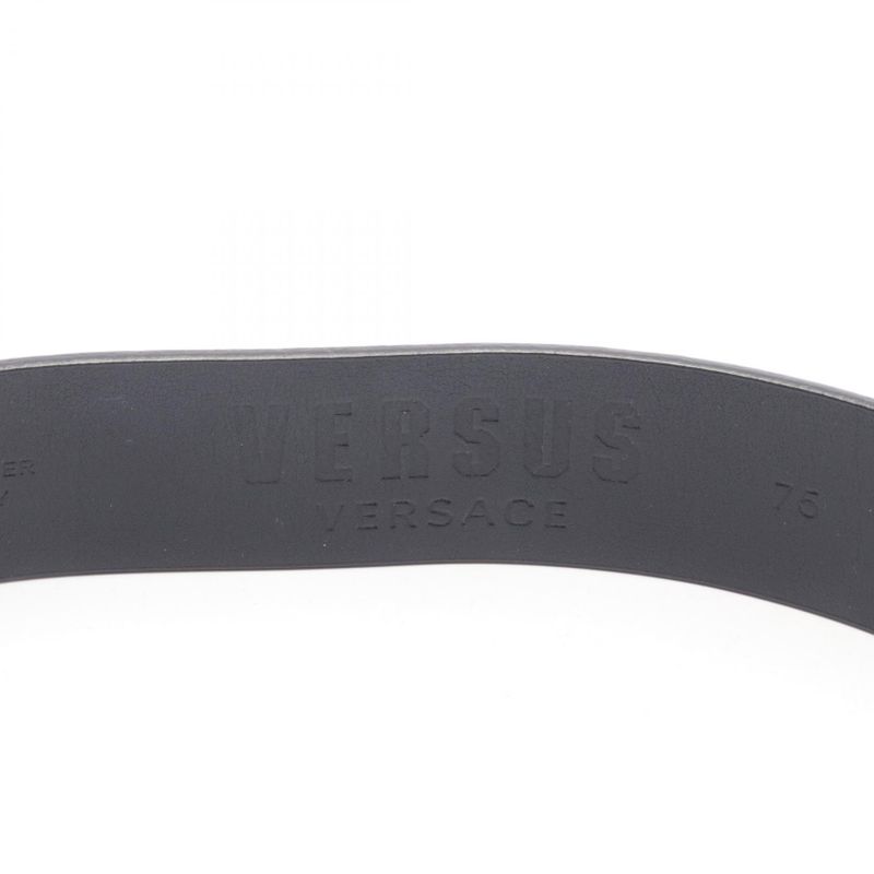 VERSACE Belt Black Leather Belt Men's Used B