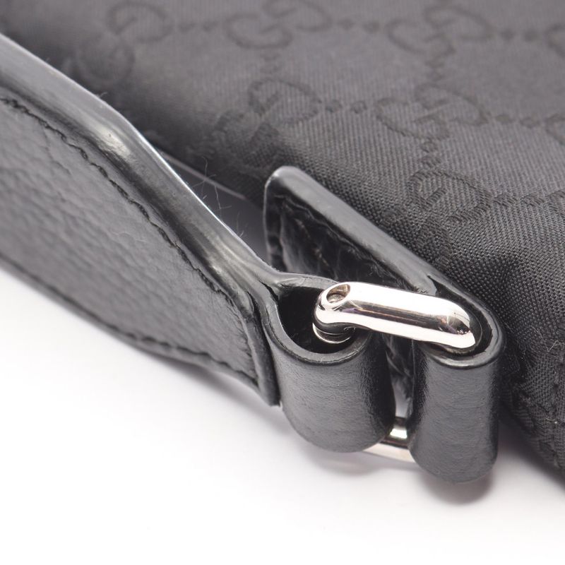 GUCCI Shoulder Bag GG Pattern 449183 Black Nylon Leather Shoulder Bag Unisex