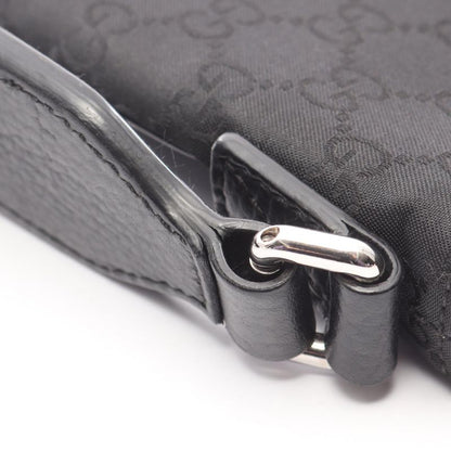 GUCCI Shoulder Bag GG Pattern 449183 Black Nylon Leather Shoulder Bag Unisex
