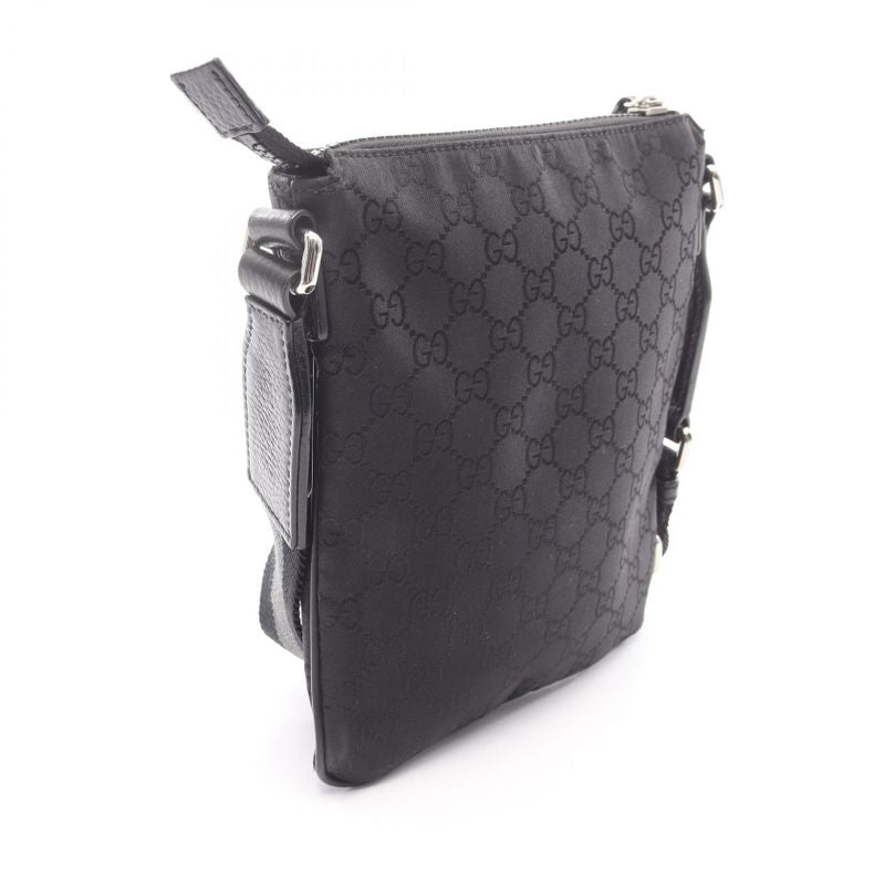 GUCCI Shoulder Bag GG Pattern 449183 Black Nylon Leather Shoulder Bag Unisex